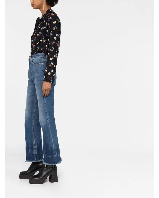 Stella McCartney Blue Frayed-edge Cropped Jeans