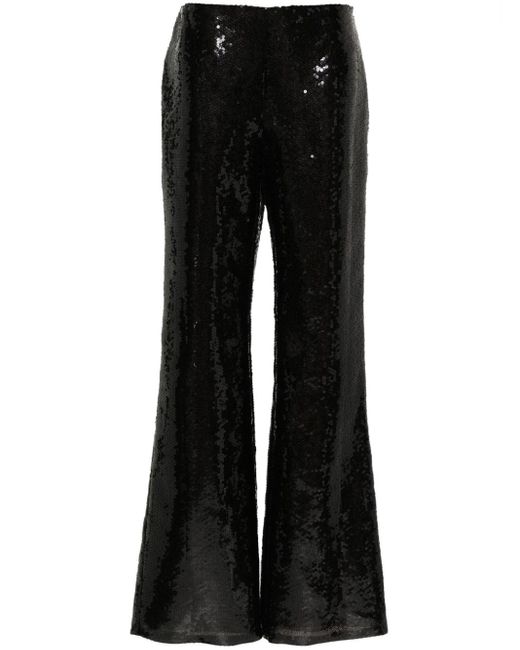 Alberta Ferretti Black Sequin-embellished Trousers