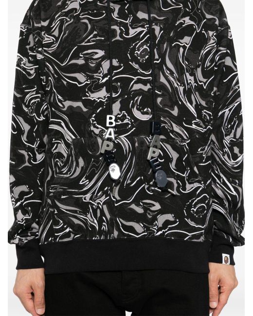 A Bathing Ape Black Graphic Print Hoodie for men