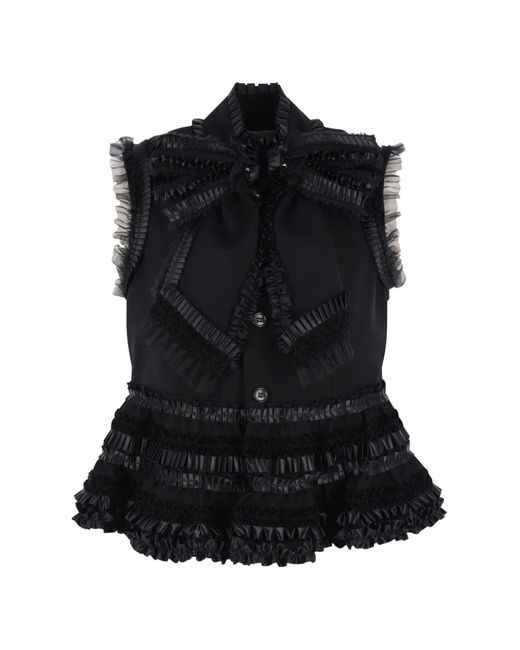 Noir Kei Ninomiya Black Ruffled Bow-Detail Jacket