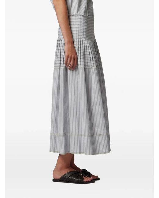 Paul Smith White Striped Midi Skirt