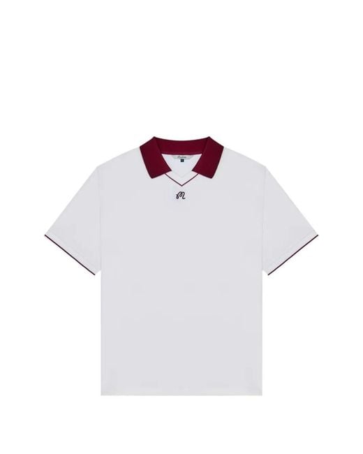 Malbon Golf White Barrio Logo-Embroidered Polo Shirt for men