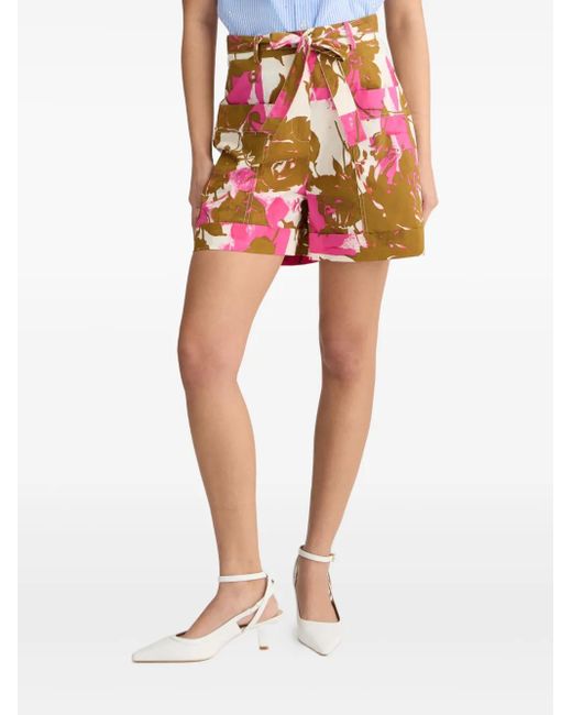Liu Jo Red Floral-Print Poplin Shorts