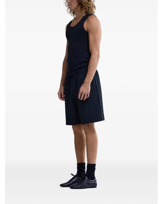 New Amsterdam Black Drawstring Logo-Patch Shorts