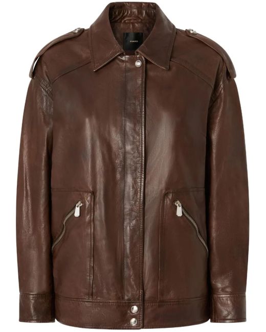 Pinko レザージャケット Brown