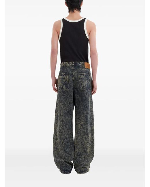 Marni Blue Distressed-Effect Wide-Leg Jeans for men