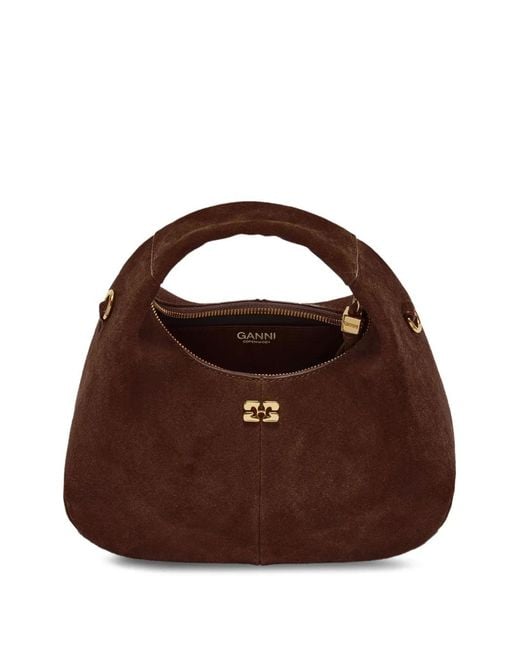 Ganni Brown Suede Tote Bag