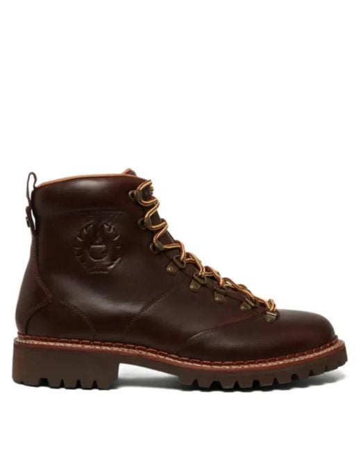 Belstaff Brown Butler Leather Lace-Up Boots for men