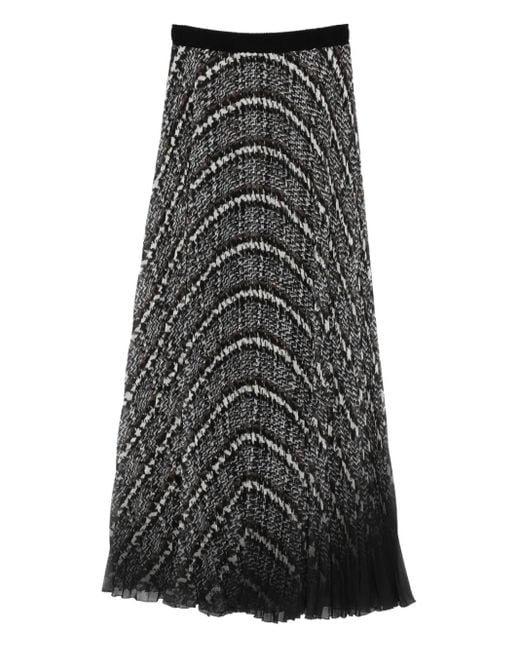Ermanno Scervino Black Pleated Patterned Skirt
