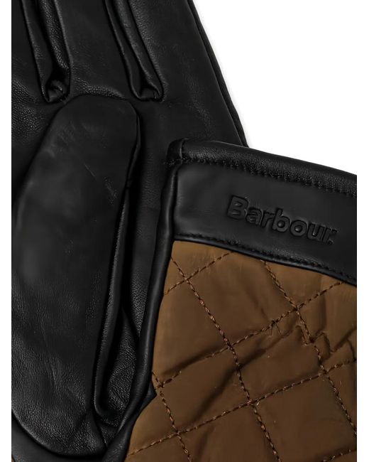 Barbour Black Quilted Gloves for men