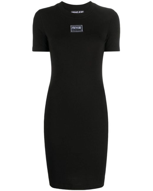 Versace Black Logo Sheath Mini Dress