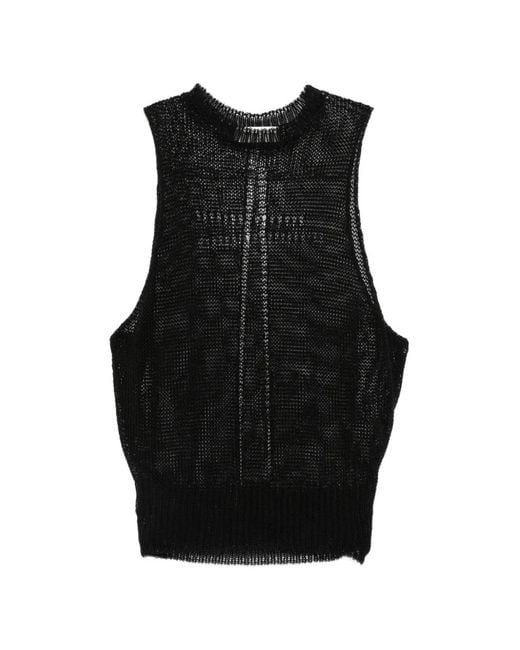 MATIERES FECALES Black Rivage Open-Knit Vest for men