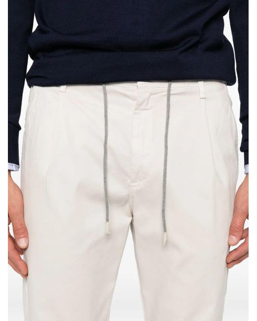 Eleventy Plissierte Tapered-Hose in White für Herren