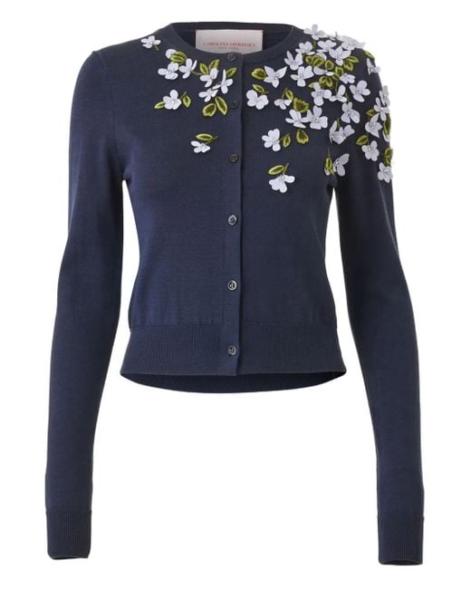 Cardigan Con Applicazione di Carolina Herrera in Blue