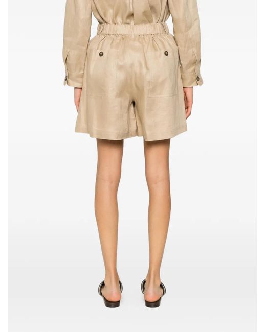 Weekend by Maxmara Natural Elasticated Patch-Pocket Shorts