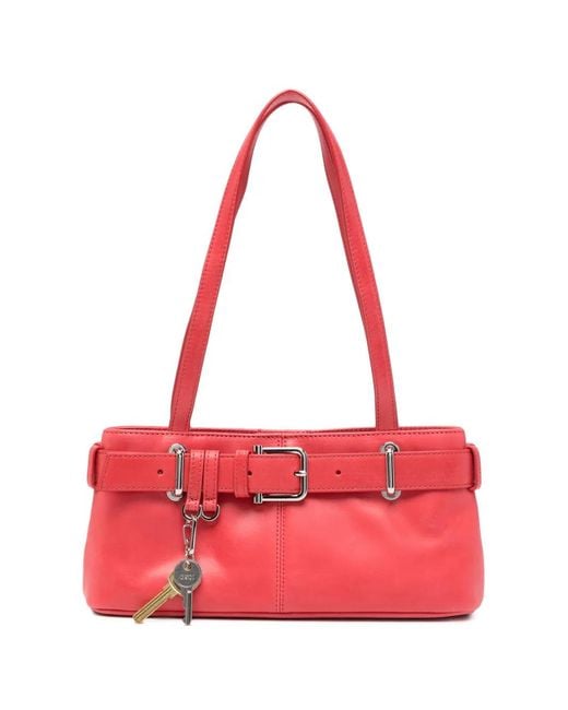 OSOI Red Mini Brocle Leather Tote Bag