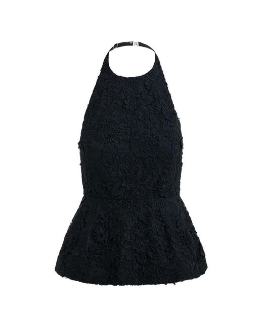 Essentiel Antwerp Black Jarot Floral-Lace Blouse