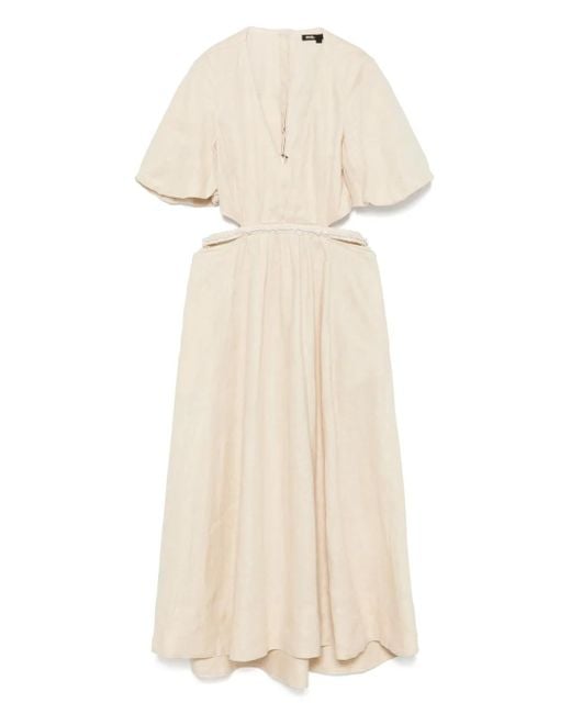Maje Natural Faux-Pearl-Embellished Midi Dress
