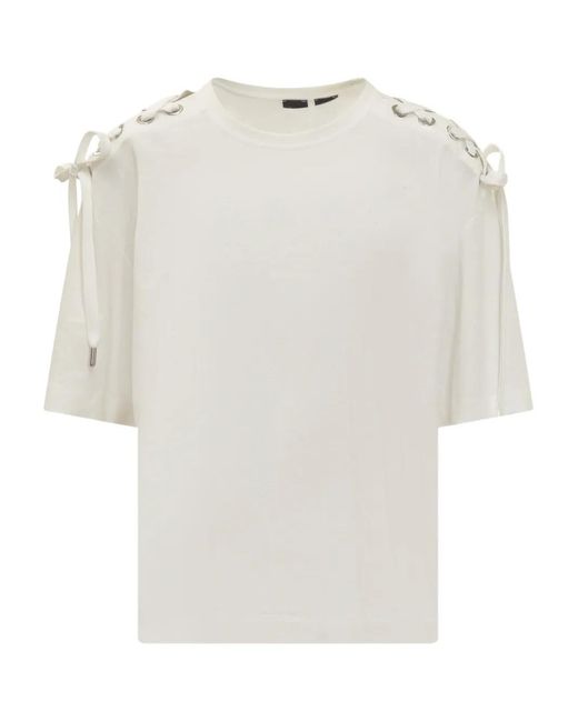 Pinko White Eyelet-Detail T-Shirt