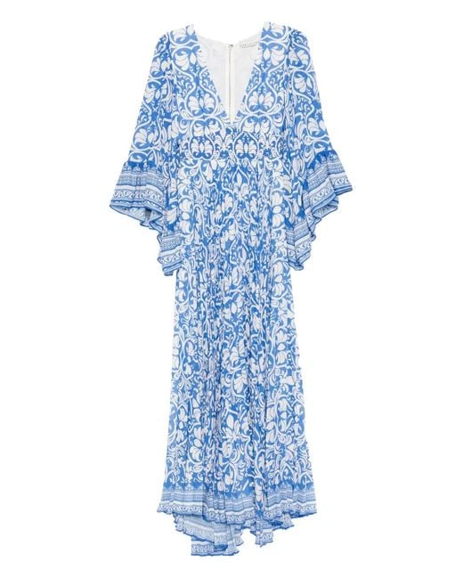 Alice + Olivia Blue Selene Pleated Dress
