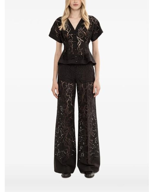 Nissa Black Floral-Embroidered Jacket