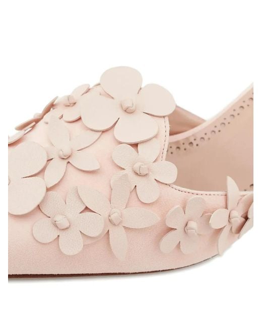 Manolo Blahnik Pink Harnes Floral-Detail Suede Mules