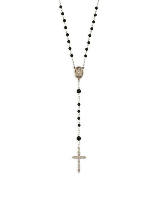 Dolce & Gabbana White Gemstone-Embellished Rosary Necklace for men