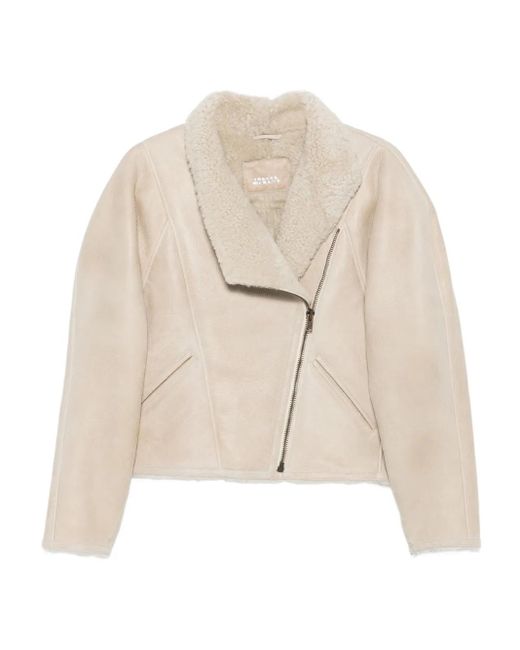 Isabel Marant Natural Blondine Shearling-Jacke mit Reißverschluss