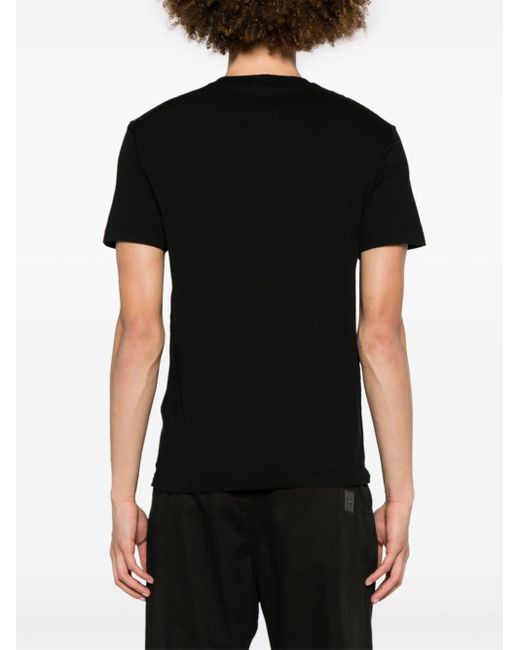 T-Shirt In Cotone Nero Con Effetto "Fissato" di Stone Island in Black da Uomo