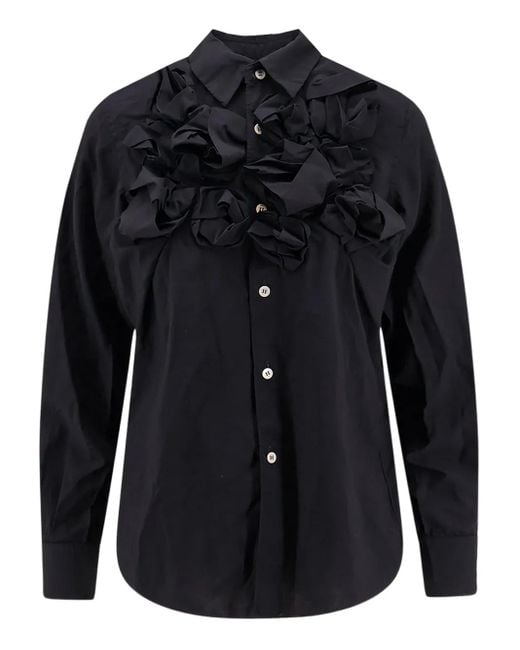 COMME DES GARÇONS PLAY Black Ruffled-Detail Long-Sleeved Shirt