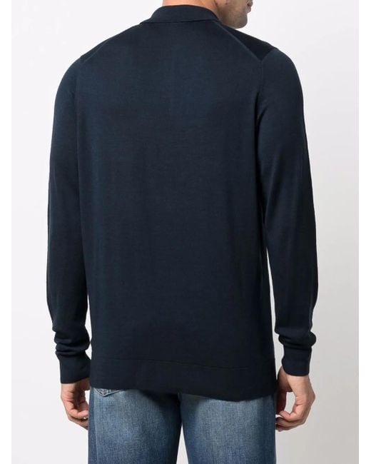 Polo A Maniche Lunghe di Sunspel in Blue da Uomo