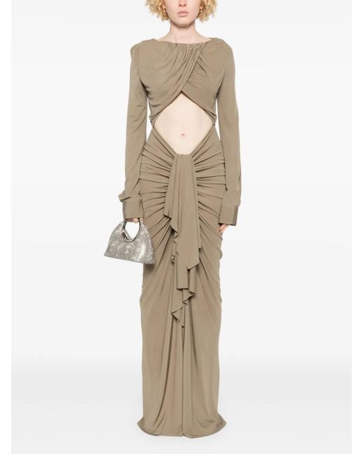 Christopher Esber Natural Bateau Draped Maxi Dress