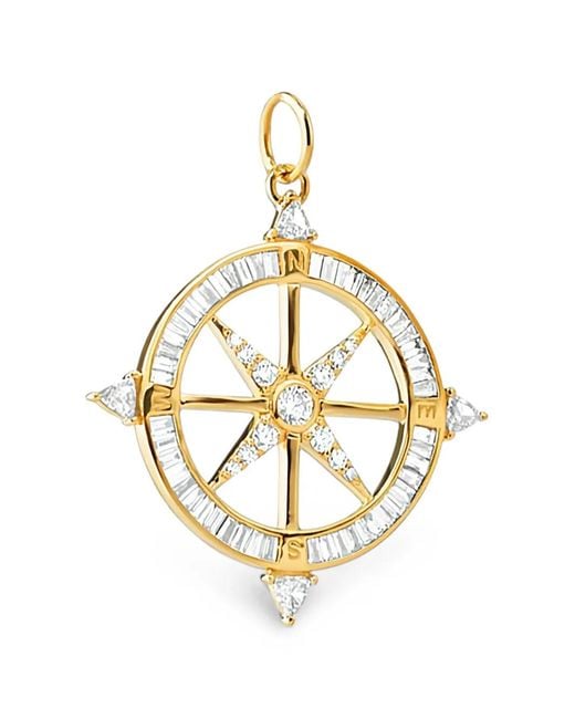 Monica Rich Kosann Metallic Adventure Diamond Compass Necklace Charm