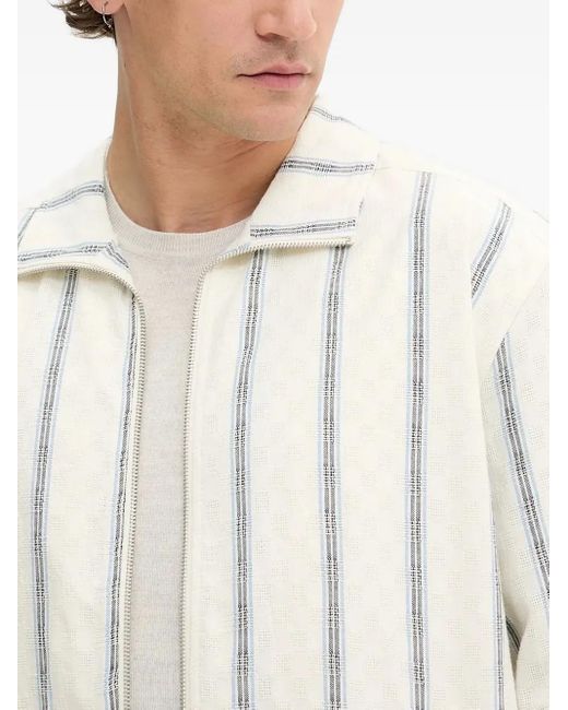 Les Deux White Striped Zip-Up Jacket for men