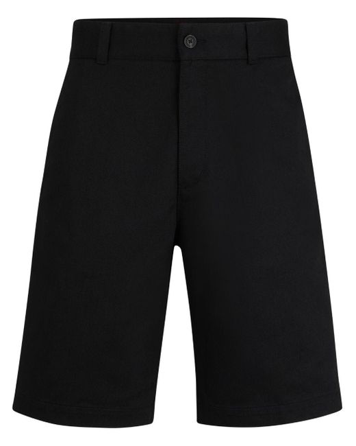 HUGO Black Mid-rise Chino Shorts for men