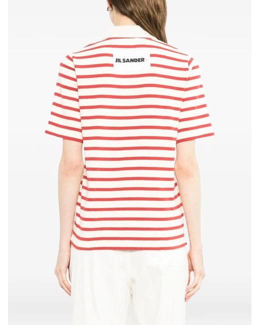 Jil Sander Pink Striped Zip-Up Polo Shirt