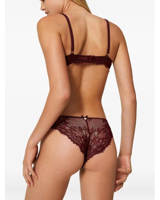 Twinset Purple Lace-Trimmed Satin Briefs