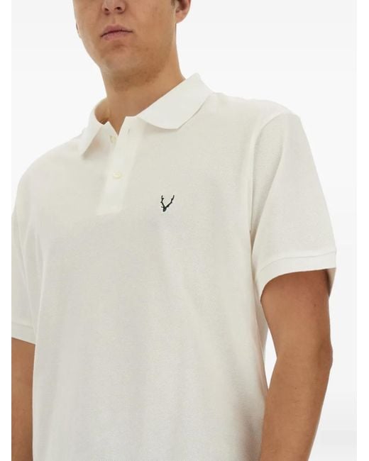 South2 West8 White Embroidered Polo Shirt for men