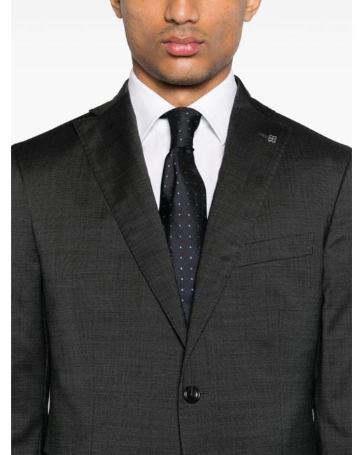 Tagliatore Black Notched-lapels Single-breasted Suit for men