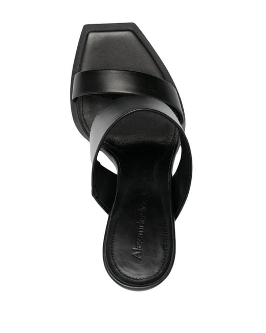 McQueen Black Leather Shard Mules