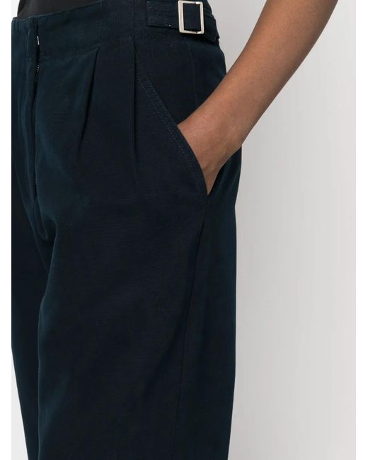A.P.C. Blue Pleat-Detail Wide-Leg Cotton Trousers