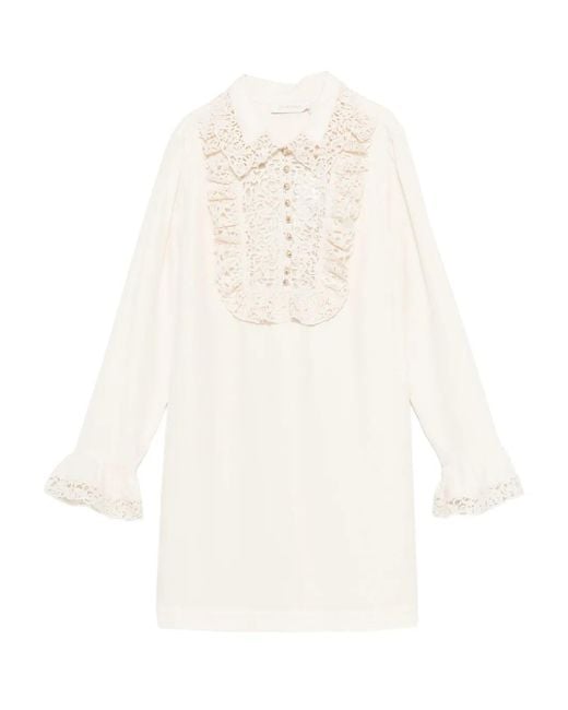 Zimmermann White Ruffle-Trim Mini Dress