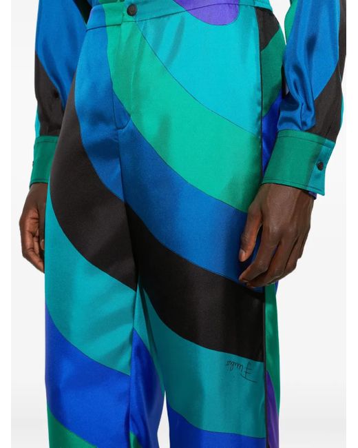 メンズ Emilio Pucci Irideプリント ワイドパンツ Blue