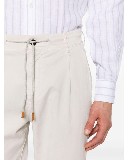 Eleventy White Drawstring Tapered Trousers for men