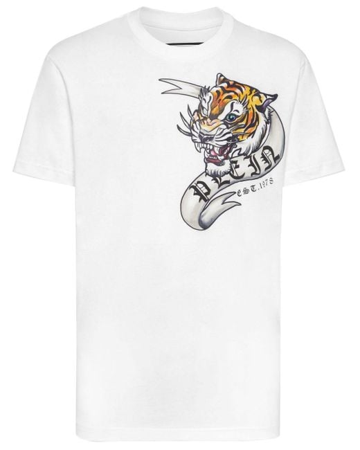Philipp Plein White Graphic-print Cotton T-shirt for men