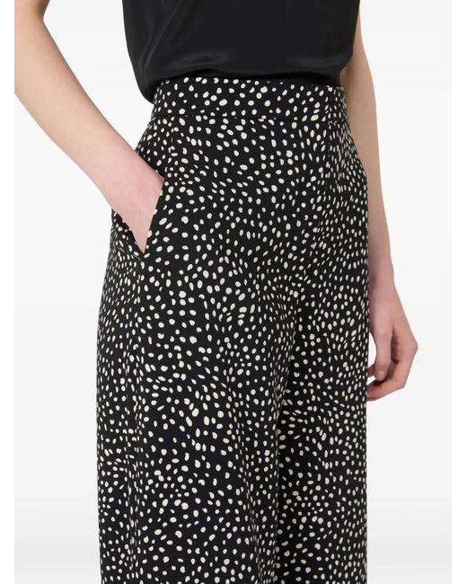 Max Mara Black Wide-Leg Print Trousers
