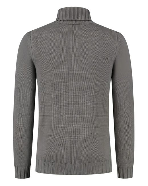 Doriani Gray Ribbed Roll-Neck Sweater for men