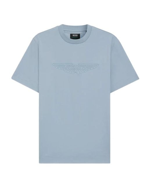 Boss Blue Xaston Martin Emed-Embroidered Logo T-Shirt for men