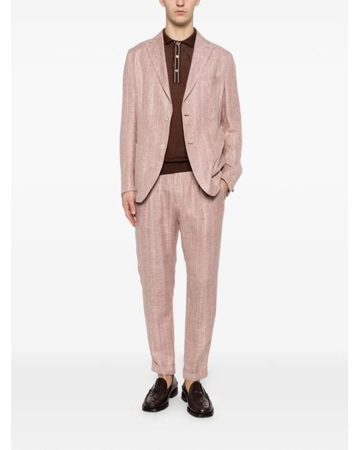Eleventy Pink Striped-Pattern Suit for men