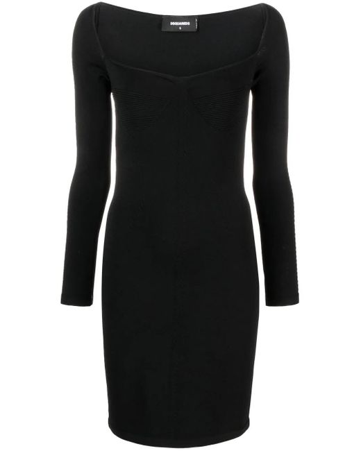 Vestido corto de manga larga DSquared² de color Black